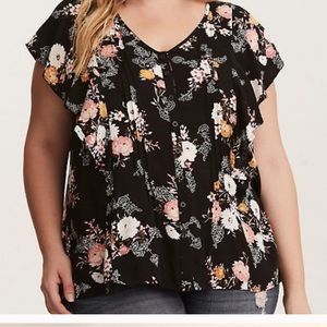 Torrid Floral Ruffle Blouse